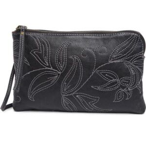 Frye Hadley Floral Embroidered Leather Clutch